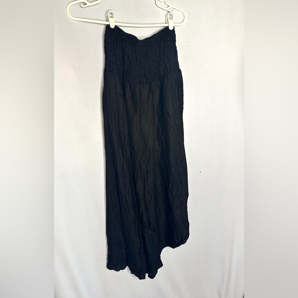 Bangkok Thai Wrap Skirt Black – Tie Waist Flowing Lounge Pants One Size Plus - Picture 5 of 6